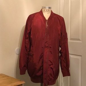 Royalty Burgundy Longline Bomber Jacket